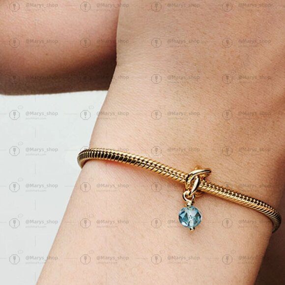 Pandora March Sea Aqua Blue Eternity Circle Dangle Charm|Pendant - Picture 2 of 2